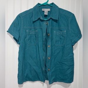 Sag Harbor Linen Blend Top| Size Petite Large